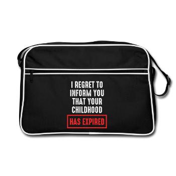 Kindheit Abgelaufen Spruch - Retro Tasche - Schwarz/Weiß - Vorne