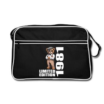 1981 Limited Edition Bär Geburtstag 1981 - Retro Tasche - Schwarz/Weiß - Vorne