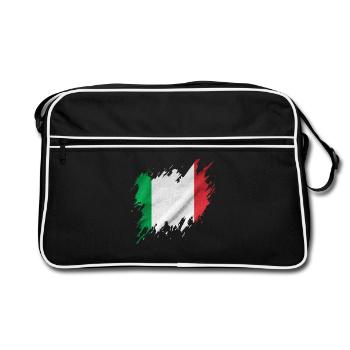 Drapeau italien, style déchiré - Sac Retro - noir/blanc - Devant