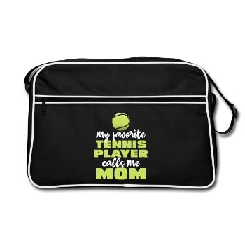 Mein Lieblings Tennisspieler nennt mich Mama - Retro Tasche - Schwarz/Weiß - Vorne