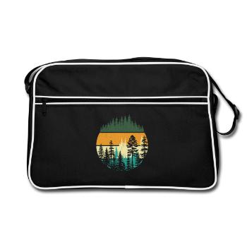 Retro Wald Natur Szene Outdoor Entdecker - Retro Tasche - Schwarz/Weiß - Vorne