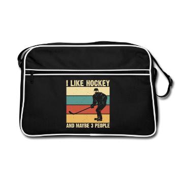 Hockey Hockey sur glace Cadeau pour joueur de hockey sur glace - Sac Retro - noir/blanc - Devant