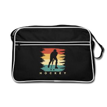 Hockey Hockey sur glace Cadeau pour joueur de hockey sur glace - Sac Retro - noir/blanc - Devant