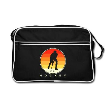 Hockey Hockey sur glace Cadeau pour joueur de hockey sur glace - Sac Retro - noir/blanc - Devant