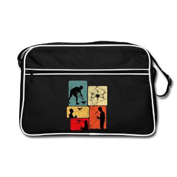 Drones Flying Saying Gift Idea - Retro Bag - black/white - Front