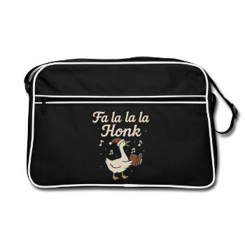 Oie de Noël Fa La La La Honk Vacances drôles - Sac Retro - noir/blanc - Devant