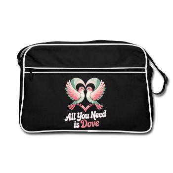 Jeu De Mots Oiseau Tourterelle Humour - Sac Retro - noir/blanc - Devant