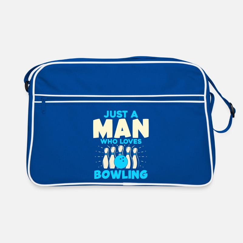 Mann der Bowling liebt Bowling Pins Retro Tasche