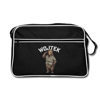 Wojtek Entdecker Bär - Retro Tasche - Schwarz/Weiß - Vorne