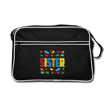 Sœur brique constructeur créatif famille bloc amant - Sac Retro - noir/blanc - Devant