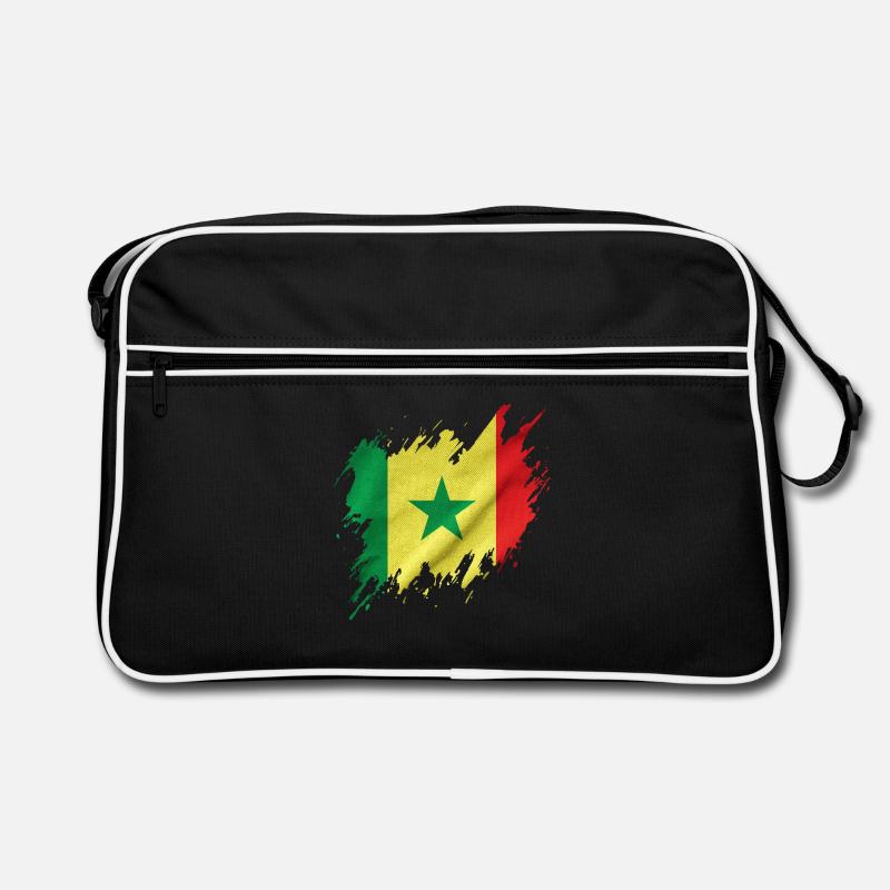 Drapeau du Sénégal, style déchiré - Sac Retro - noir/blanc