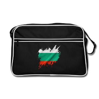 Bulgarische Flagge im zerrissenen Stil - Retro Tasche - Schwarz/Weiß - Vorne