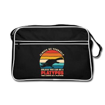Platypus Motiv Selbstsein - Retro Tasche - Schwarz/Weiß - Vorne