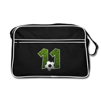NR. 11 NUMMER 11 FUßBALL 11. GEBURTSTAG - Retro Tasche - Schwarz/Weiß - Vorne