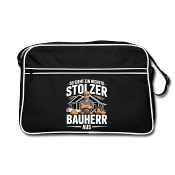 Proud Builder – Cadeau de construction de maison pour les hommes - Sac Retro - noir/blanc - Devant