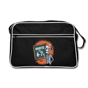 Conception de squelette hanté avec tableau noir et chauves-souris - Sac Retro - noir/blanc - Devant