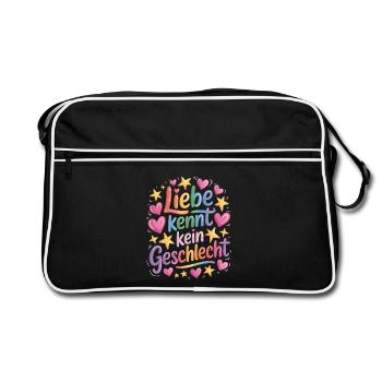 L’amour ne connaît pas de genre Arc-en-ciel Fierté LGBTQ - Sac Retro - noir/blanc - Devant