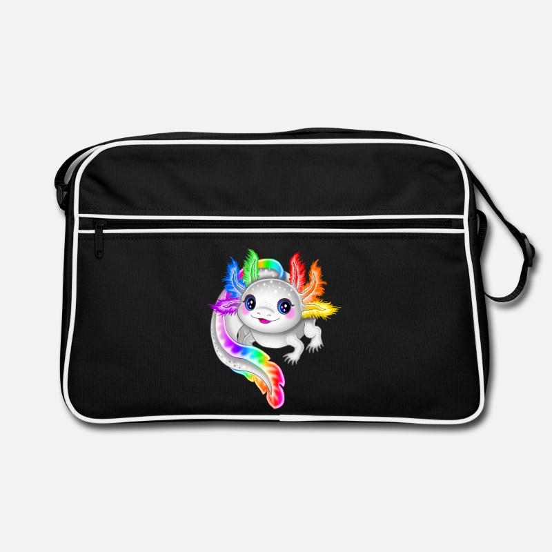 Rainbow colorful axolotl - Retro Bag - black/white