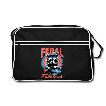 Funny Raccoon - Retro Tasche - Schwarz/Weiß - Vorne