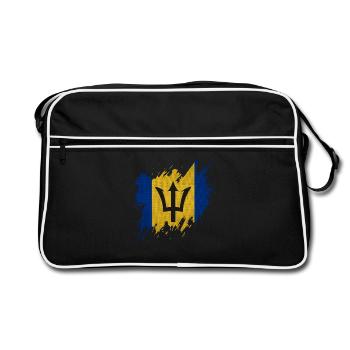Barbados-Flagge, Ripp-Style - Retro Tasche - Schwarz/Weiß - Vorne