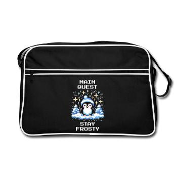 Restez givré | Quête principale Humour d’hiver - Sac Retro - noir/blanc - Devant