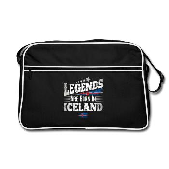 Islande Lieu de naissance Anniversaire - Sac Retro - noir/blanc - Devant