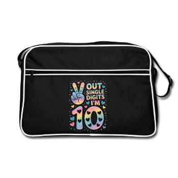 10th Birthday Girl | Double digits fun - Retro Bag - black/white - Front