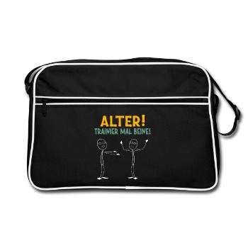 Stick Figure OLD TRAINER TIMES LEGS Drôle - Sac Retro - noir/blanc - Devant