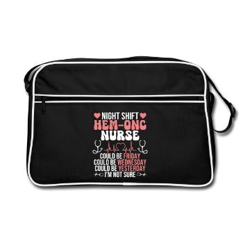 Hämatologie-Abteilung Hem/Onk Pflege Nachtschicht - Retro Tasche - Schwarz/Weiß - Vorne