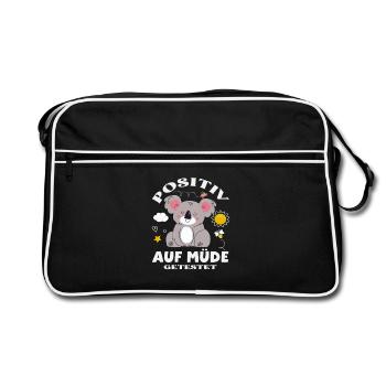 Tested Positive for Tired Koala Humor - Retro Bag - black/white - Front