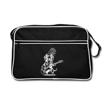 Teckel guitare jouant chien - Sac Retro - noir/blanc - Devant