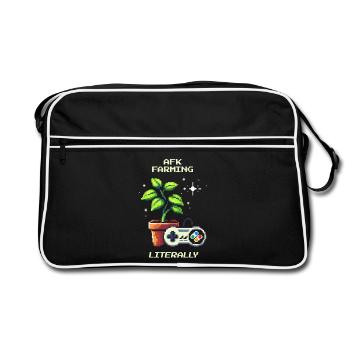 Élevage AFK | Gamer plante blague pixel art - Sac Retro - noir/blanc - Devant