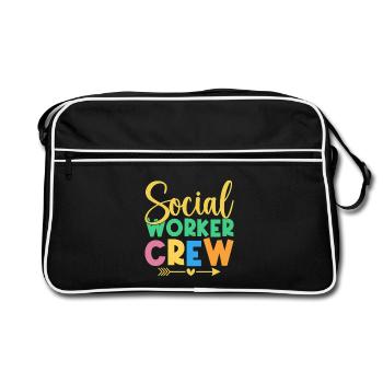 Social Worker Quote Crew Social Work - Retro Tasche - Schwarz/Weiß - Vorne