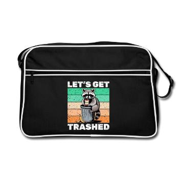 Funny Raccoon - Retro Tasche - Schwarz/Weiß - Vorne