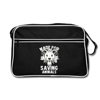 Paw Rescue – Motif de sauvetage des animaux - Sac Retro - noir/blanc - Devant