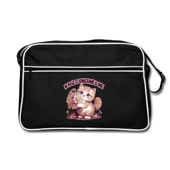Rage Consumes Me Funny Cat flower - Retro Bag - black/white - Front