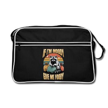 Funny Raccoon - Retro Tasche - Schwarz/Weiß - Vorne