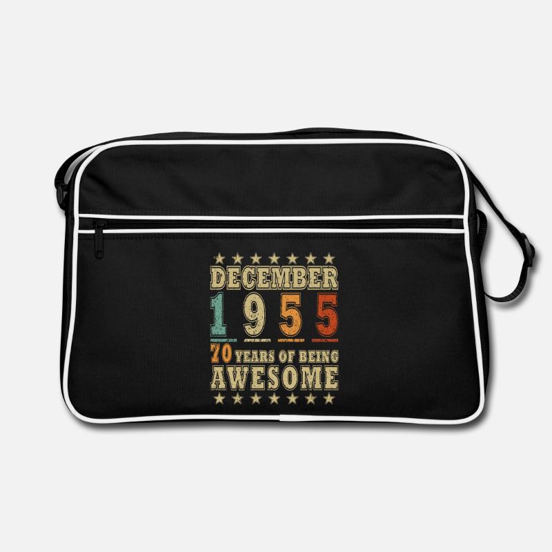 70th Anniversary Gift Born December - Retro Bag - black/white