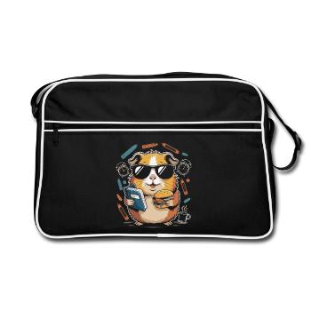 Buchheld Hamster mit Burger - Retro Tasche - Schwarz/Weiß - Vorne