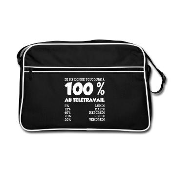 Telecommuting Humor Work Self-employed - Retro Bag - black/white - Front