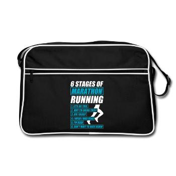 6 Stages of Marathon Funny Run Jogging Runner - Retro Bag - black/white - Front