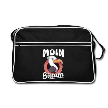 Vacances en mer du Nord MOIN BÜSUM Wadden Sea Drôle - Sac Retro - noir/blanc - Devant