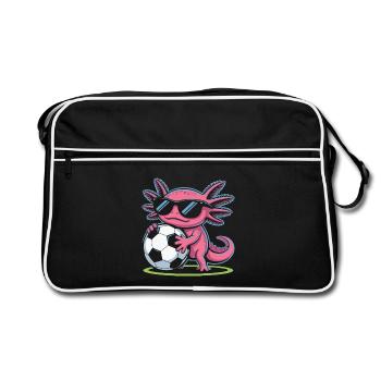 Pink Axolotl with Football Glow - Retro Bag - black/white - Front