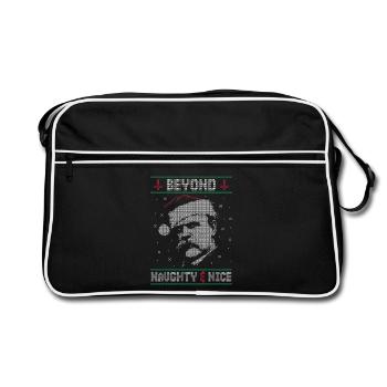 BEYOND NAUGHTY & NICE NIETZSCHE UGLY CHRISTMAS - Retro Tasche - Schwarz/Weiß - Vorne