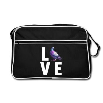 Tauben Taube - Retro Tasche - Schwarz/Weiß - Vorne