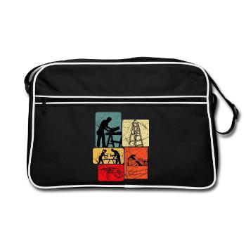 Werkstatt Collage Bauhandwerk - Retro Tasche - Schwarz/Weiß - Vorne
