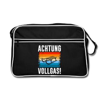 Sleds ATTENTION FULL THROTTLE! FUNNY - Retro Bag - black/white - Front