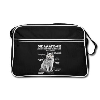 Britisch Kurzhaar Geschenk Katzenbesitzer Geschenk - Retro Tasche - Schwarz/Weiß - Vorne
