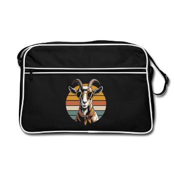 Tête de chèvre rétro avec lunettes de soleil - Sac Retro - noir/blanc - Devant