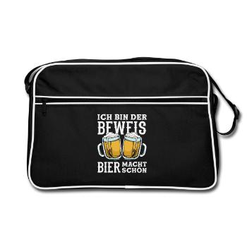Je suis la preuve – la bière te rend belle - Sac Retro - noir/blanc - Devant